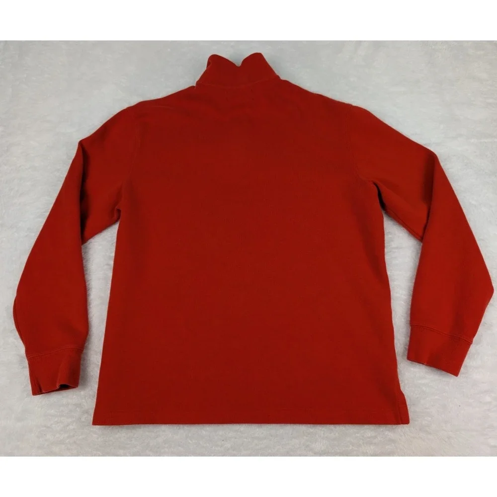 VTG Polo‎ Ralph Lauren  1/4 Zip Sweater Men's L Orange Cotton Knit Pullover